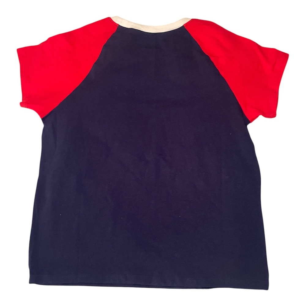 Peanuts Club House Graphic Raglan Tee Navy Red Snoopy Charlie Brown Medium NWT - Picture 2 of 3